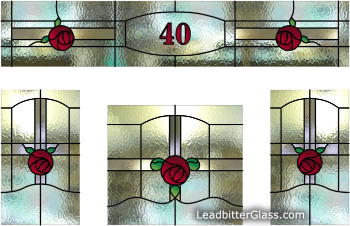 1930s Mackintosh rose door glass