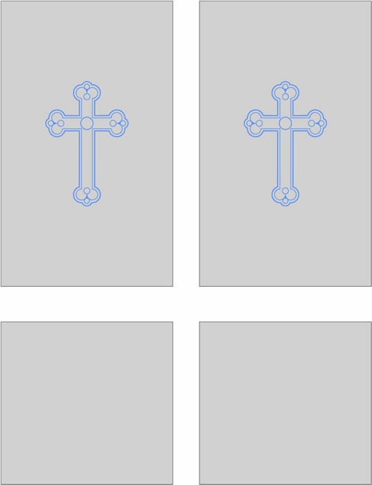 Sandblasted glass with blue crucifix