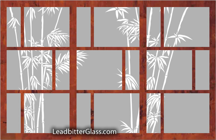 Chinese Bamboo etched glass