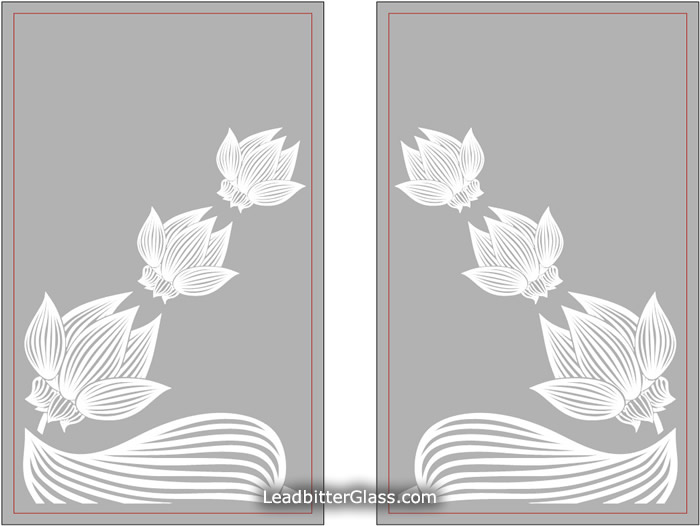 Etched Glass Serving Hatch Doors