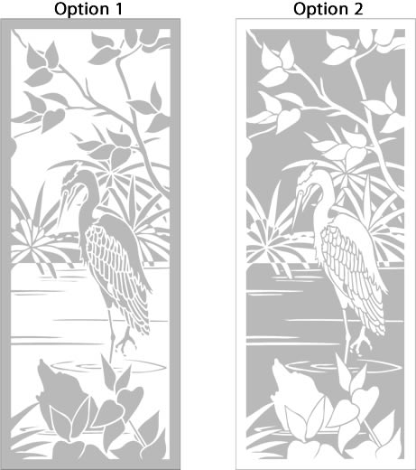 Sandblasted Glass Heron Feature Window