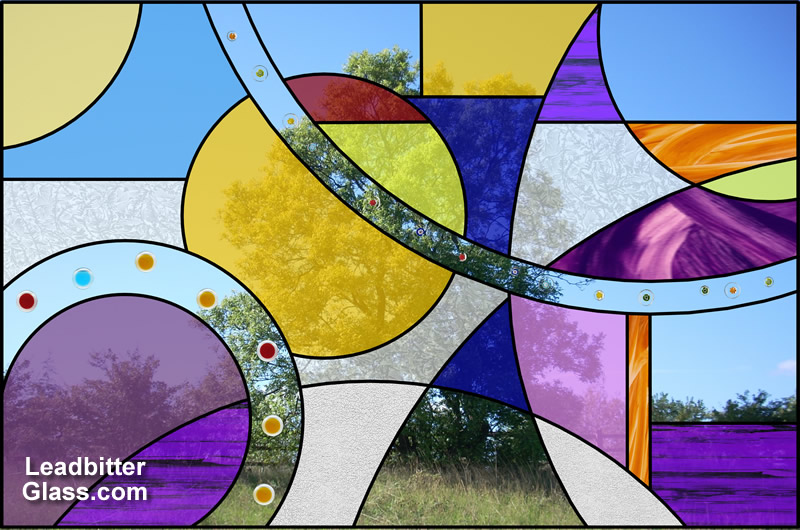 Leaded, Coloured & Fused Glass Landing Window