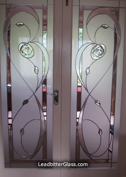 Matching Pair Of Mackintosh Bevelled Glass Panels