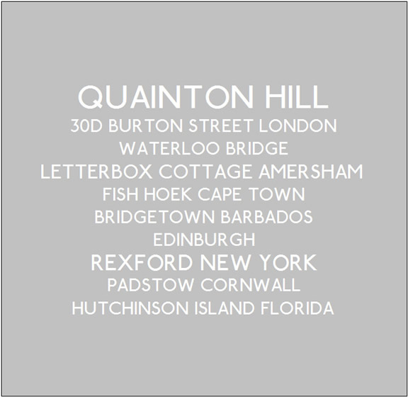 Etched glass place names