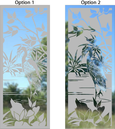 Etched Glass Heron Feature Window