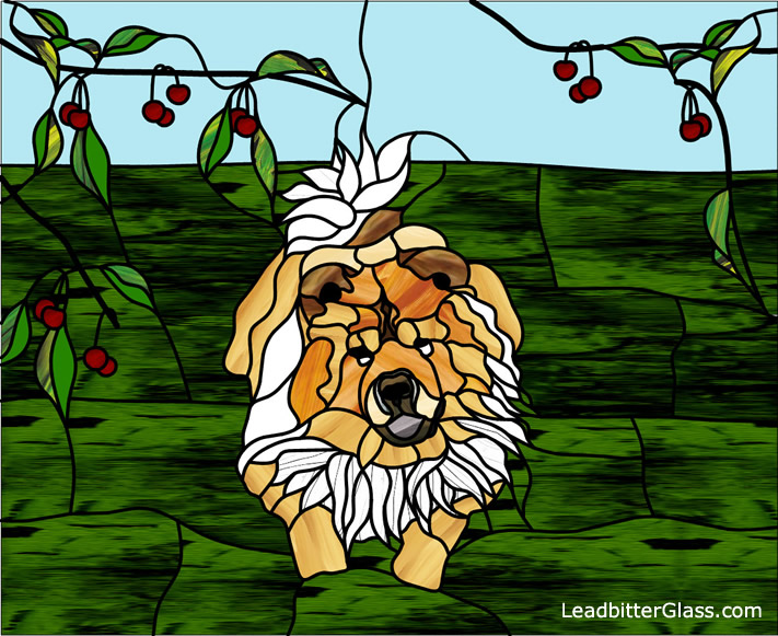 Leaded Glass Chow Dog