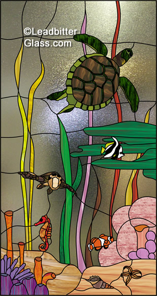 Leaded Glass Turtles & Tropical Fish