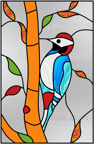 Coloured Stained Glass Woodpecker