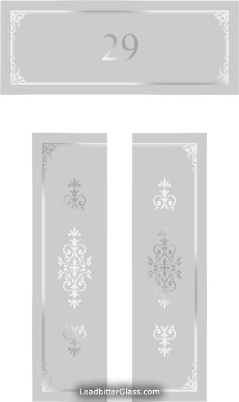 Victorian style sandblasted glass door