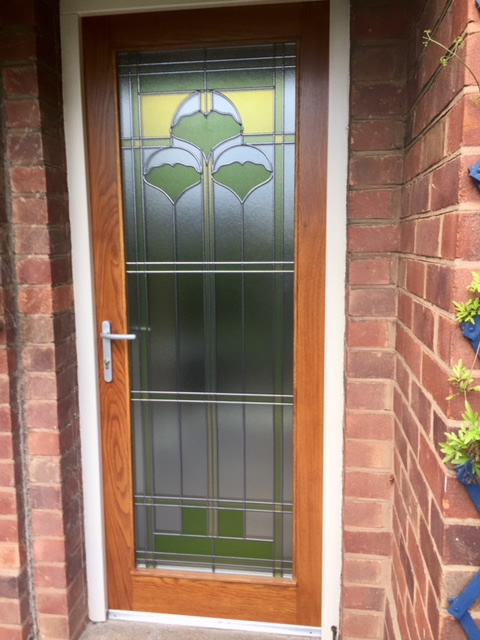 Ginkgo Stained Glass Door