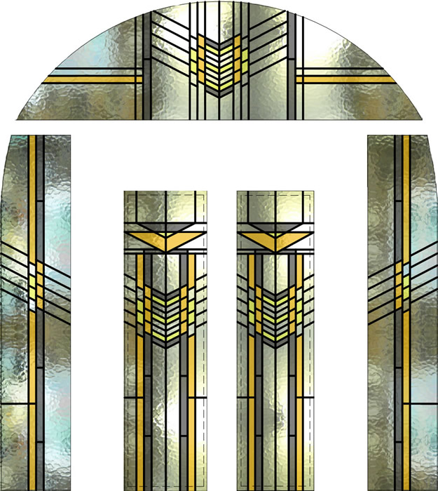 Frank Lloyd Wright Stained Glass Arch Door