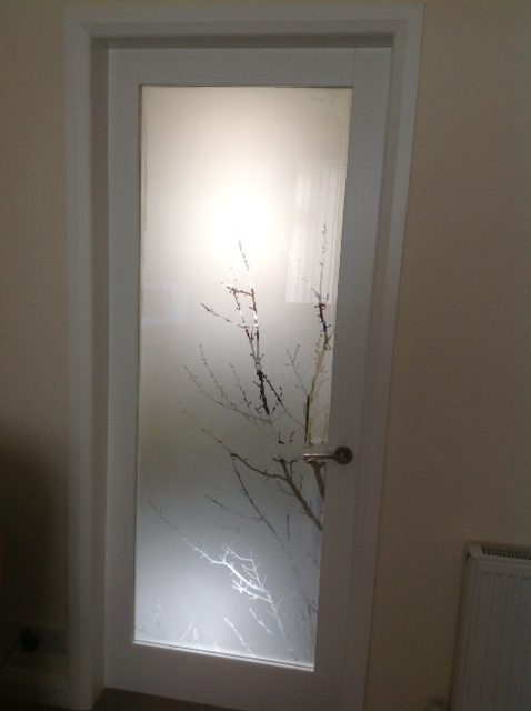 Etched Glass Tree Branches Design Door