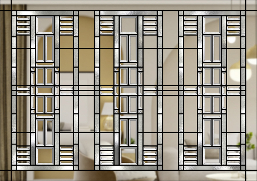 Bevelled glass feature window rectangles