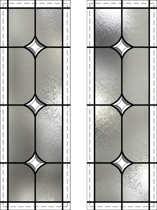 Beveled glass stars split glazed