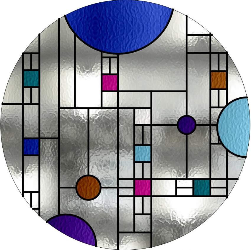 Contemporary stained glass circle window FLW