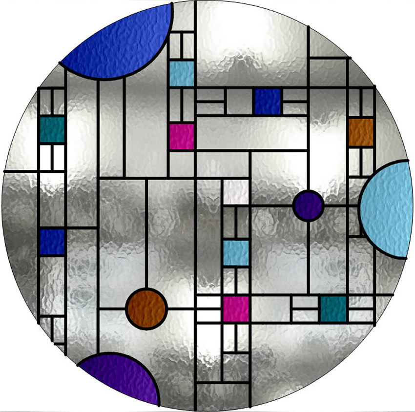 Porthole stained glass abstract window
