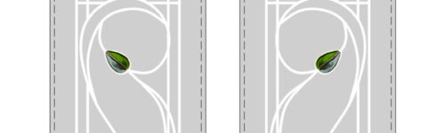 Rennie Mackintosh etched and fused glass split glazed door with fanlight featuring house number 12