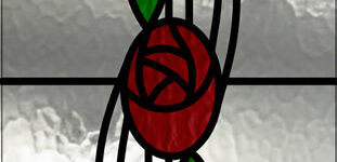 Stained Glass Mackintosh 1930s Door Pill Shaped Rose