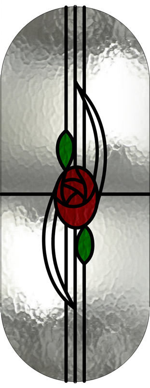 Stained Glass Mackintosh 1930s Door Pill Shaped Rose