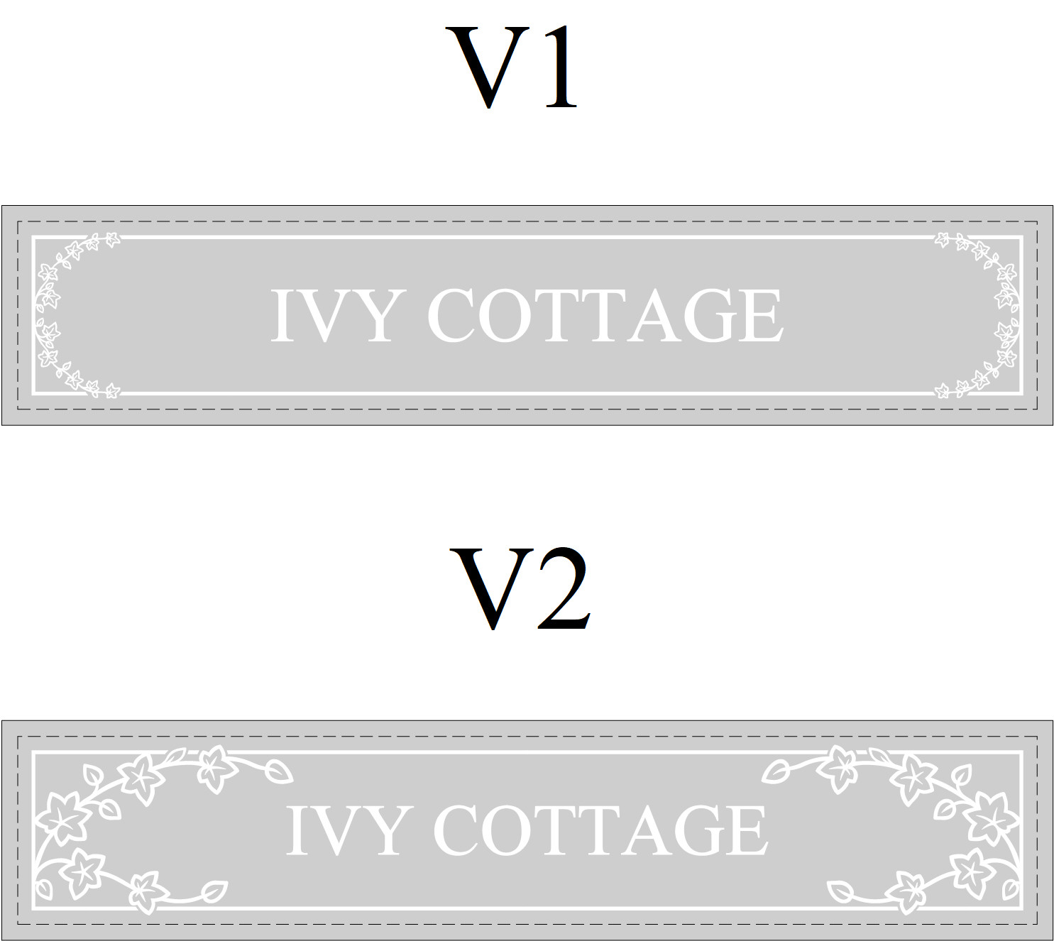 Etched Glass House Number Ivy Border